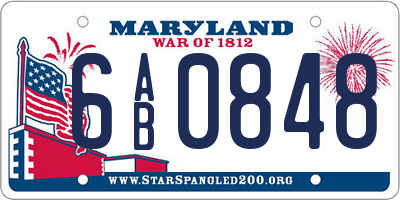 MD license plate 6AB0848