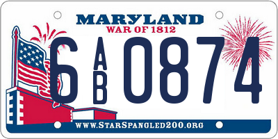MD license plate 6AB0874