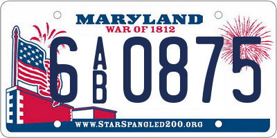 MD license plate 6AB0875