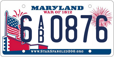 MD license plate 6AB0876