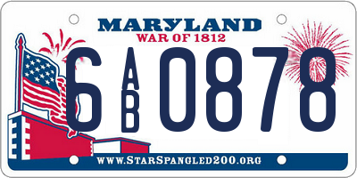 MD license plate 6AB0878