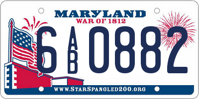 MD license plate 6AB0882