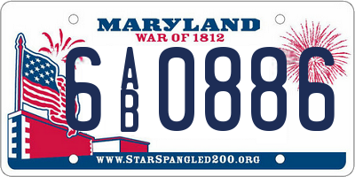 MD license plate 6AB0886