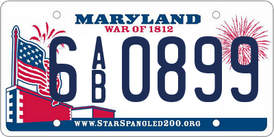 MD license plate 6AB0899