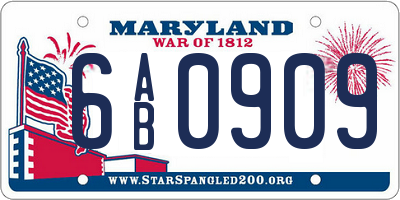 MD license plate 6AB0909