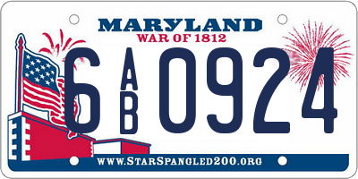 MD license plate 6AB0924