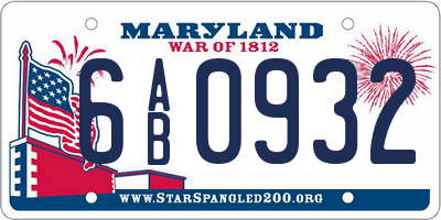 MD license plate 6AB0932