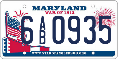 MD license plate 6AB0935