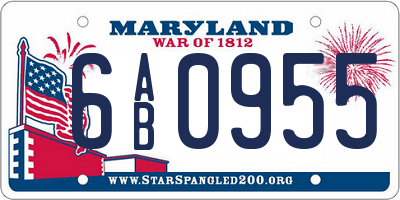 MD license plate 6AB0955
