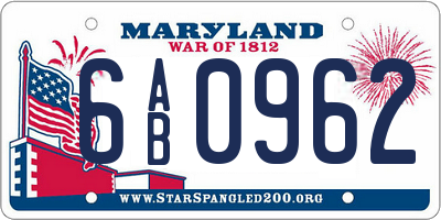 MD license plate 6AB0962