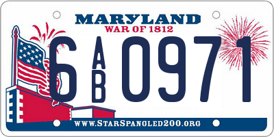 MD license plate 6AB0971