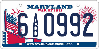 MD license plate 6AB0992