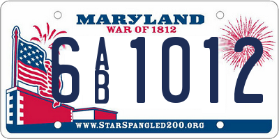 MD license plate 6AB1012