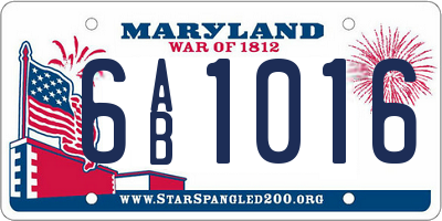 MD license plate 6AB1016