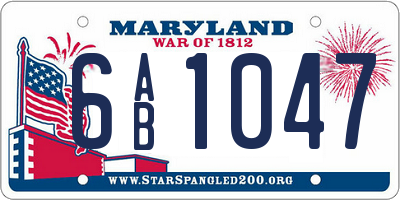 MD license plate 6AB1047
