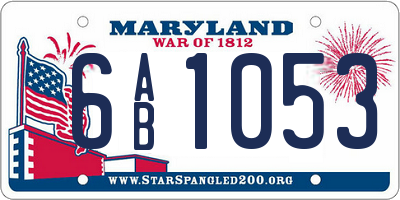 MD license plate 6AB1053