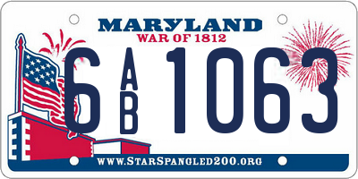 MD license plate 6AB1063
