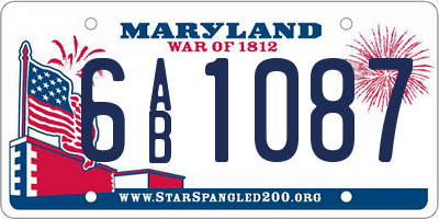 MD license plate 6AB1087