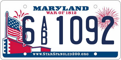 MD license plate 6AB1092