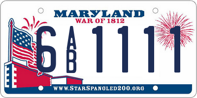MD license plate 6AB1111