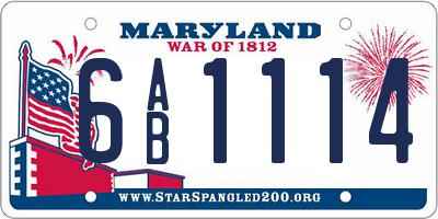 MD license plate 6AB1114