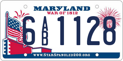 MD license plate 6AB1128