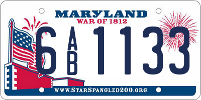 MD license plate 6AB1133