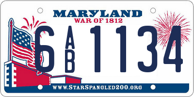 MD license plate 6AB1134
