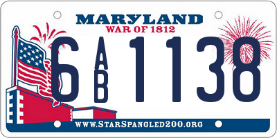 MD license plate 6AB1138