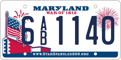MD license plate 6AB1140