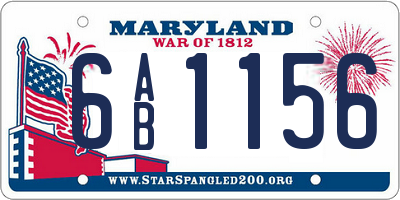 MD license plate 6AB1156