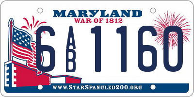 MD license plate 6AB1160