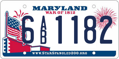 MD license plate 6AB1182