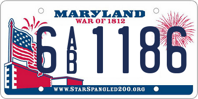 MD license plate 6AB1186