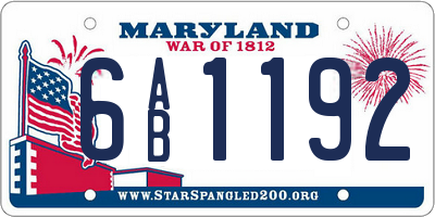 MD license plate 6AB1192