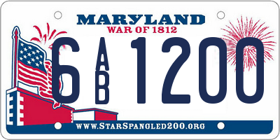 MD license plate 6AB1200