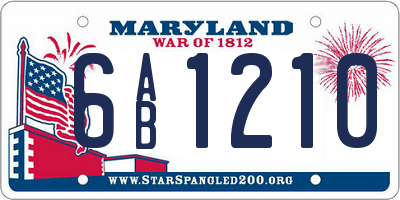 MD license plate 6AB1210