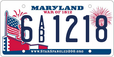MD license plate 6AB1218