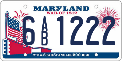 MD license plate 6AB1222