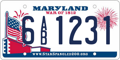 MD license plate 6AB1231
