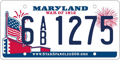 MD license plate 6AB1275