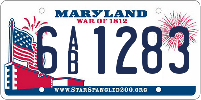 MD license plate 6AB1283