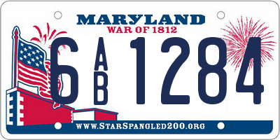 MD license plate 6AB1284