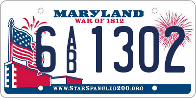 MD license plate 6AB1302
