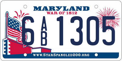 MD license plate 6AB1305