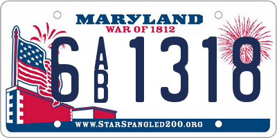 MD license plate 6AB1318