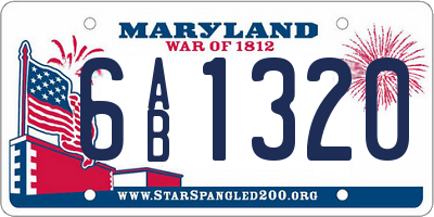 MD license plate 6AB1320