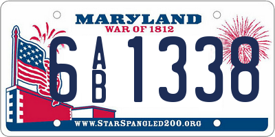 MD license plate 6AB1338
