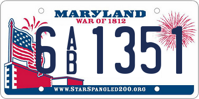 MD license plate 6AB1351