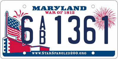 MD license plate 6AB1361